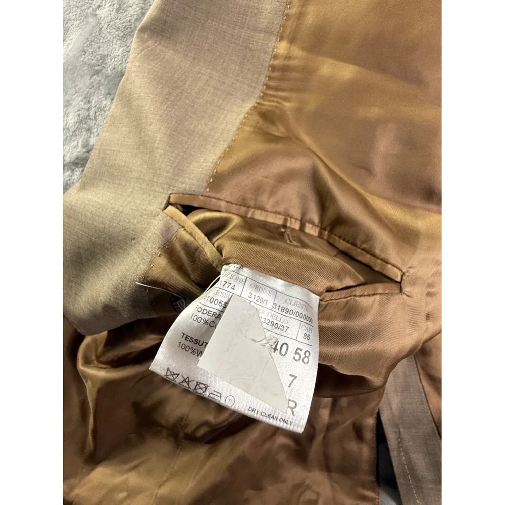 Canali 13290/37 Suit Size 48 Brown Flat Front Full Set Italy Designer